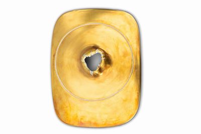 Concetto spaziale Cratere, porcellana smaltata oro con buco, es. 74/75