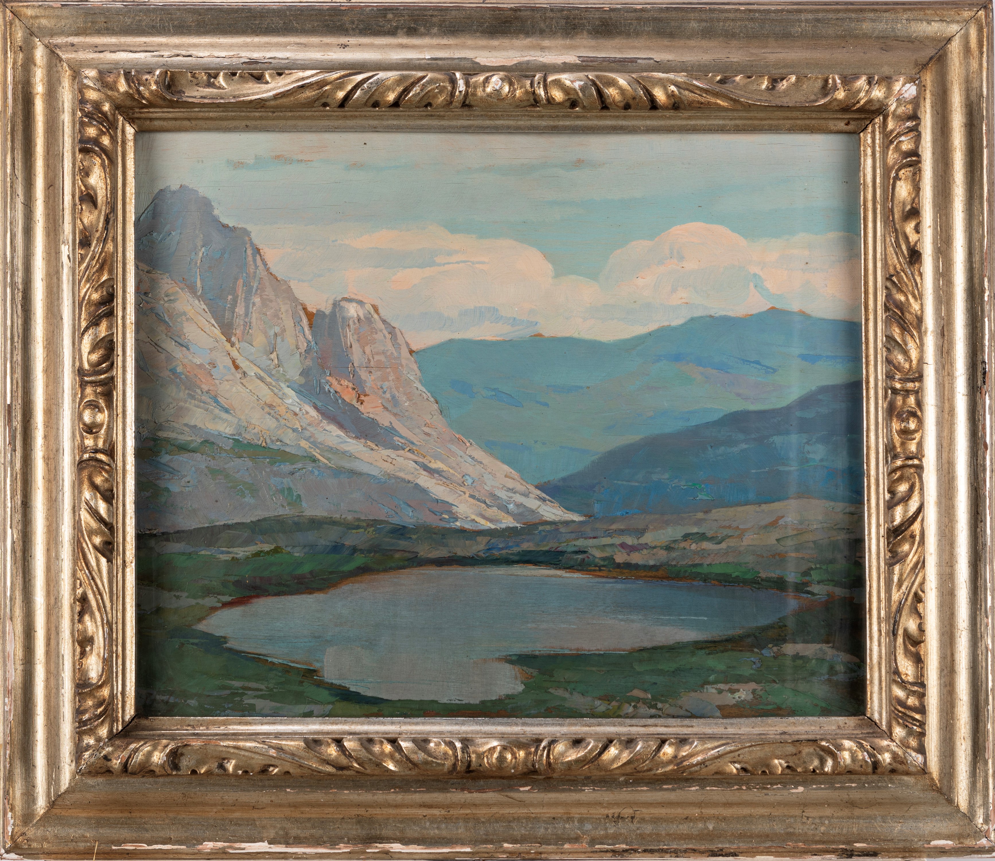 Eugenio Polesello - Laghetto delle Tre Cime di Lavaredo, olio su legno