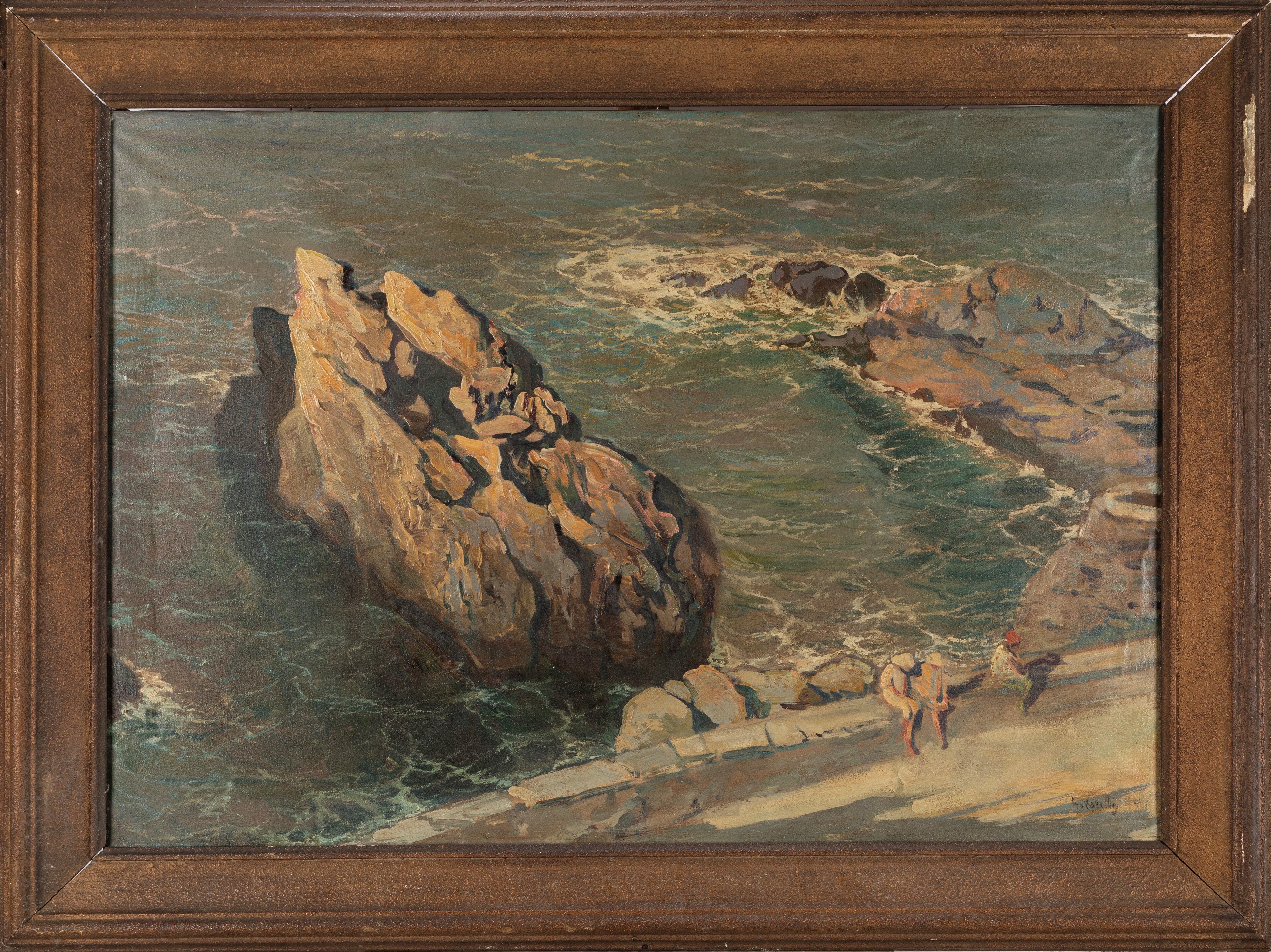 Giuseppe Caselli - Riposo sulla riviera ligure, olio su tela