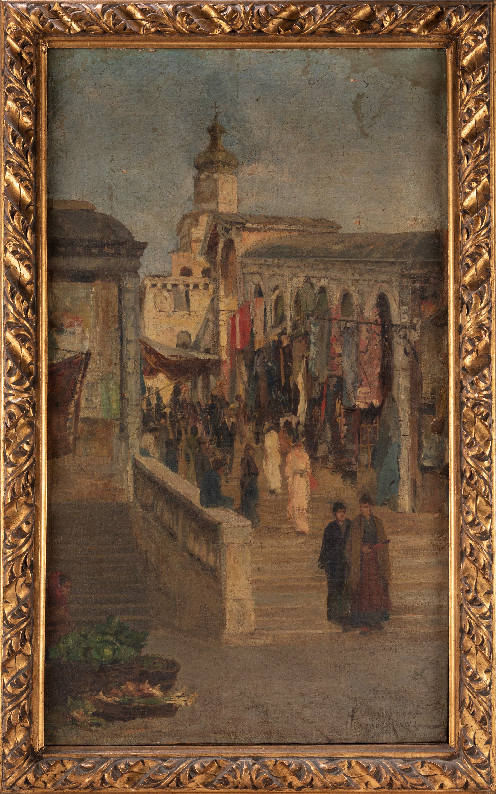 Vittorio Avanzi - Ponte di Rialto a Venezia, olio su tela