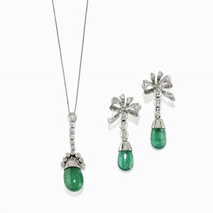 Demi-parure con smeraldi e diamanti