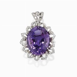 Pendente con ametista e diamanti