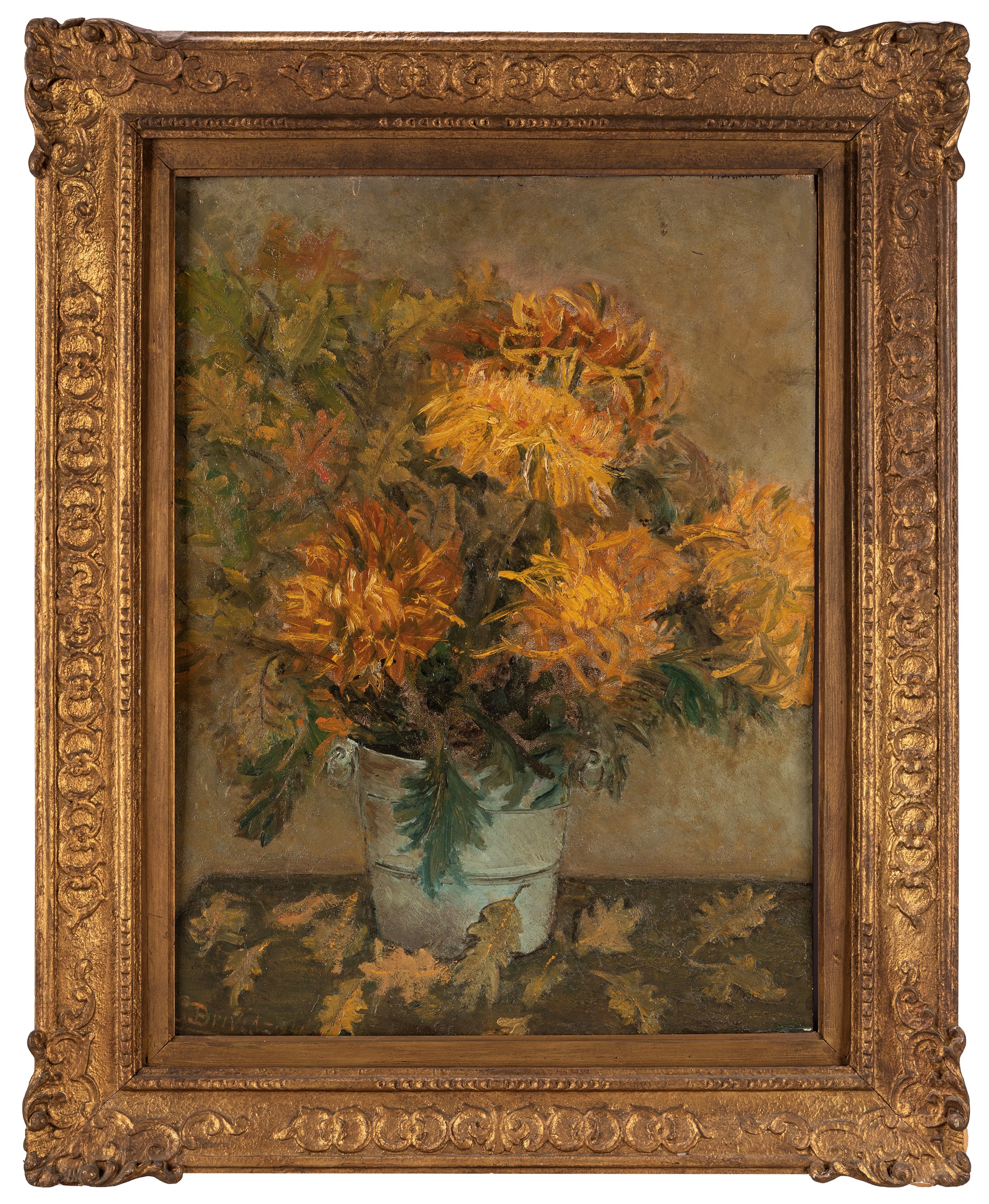 Giovanni Brivio - Crisantemi gialli, olio su compensato, 1946