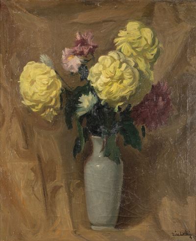 Crisantemi, olio su tela, 1945