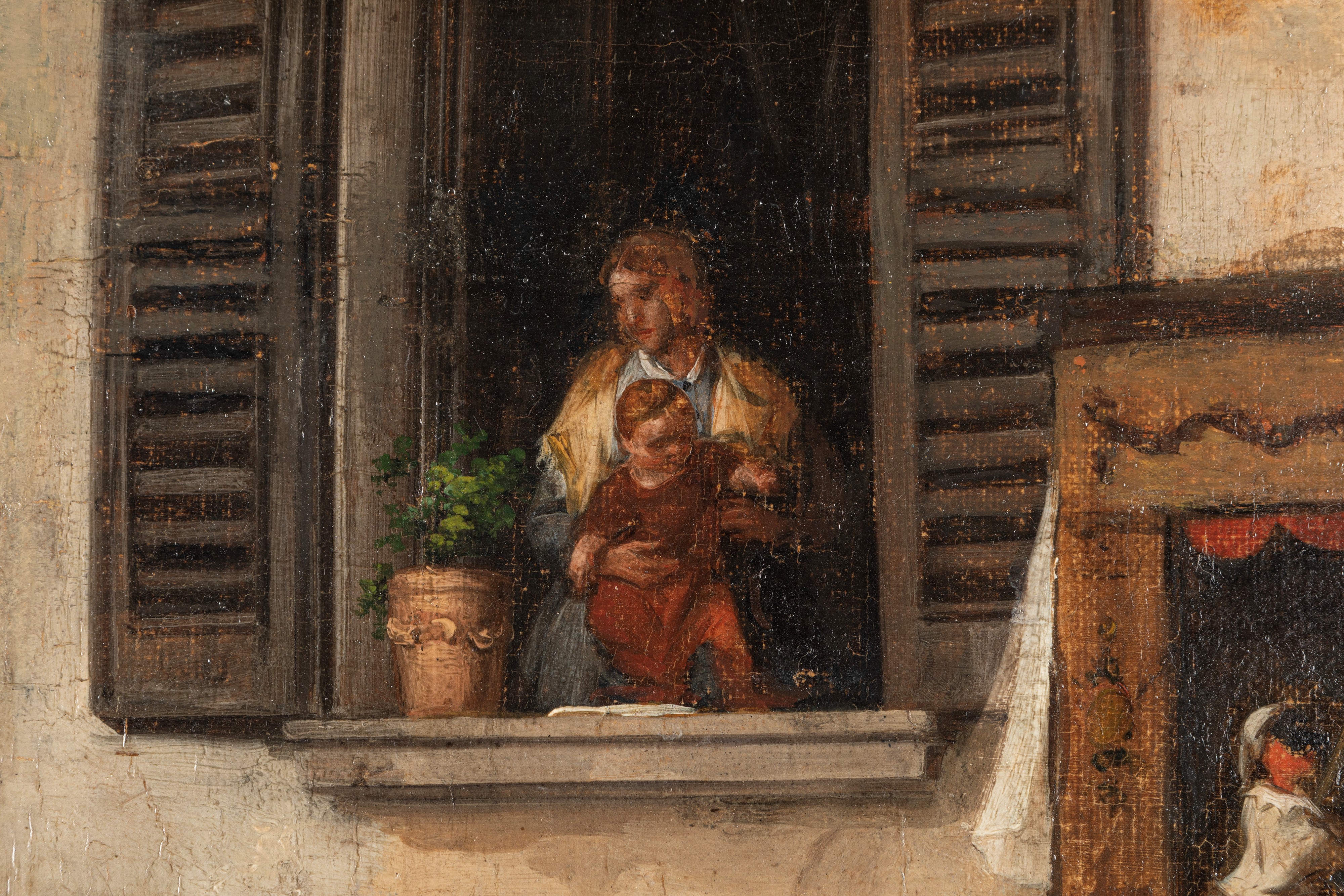 Angelo Inganni - I burattini - Olio su tela, 1869