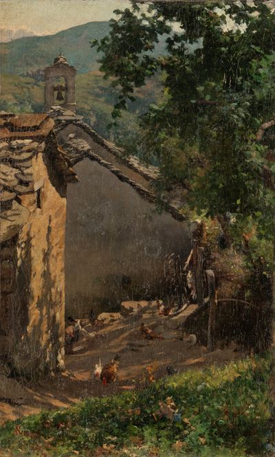 Campagna piacentina, olio su tela