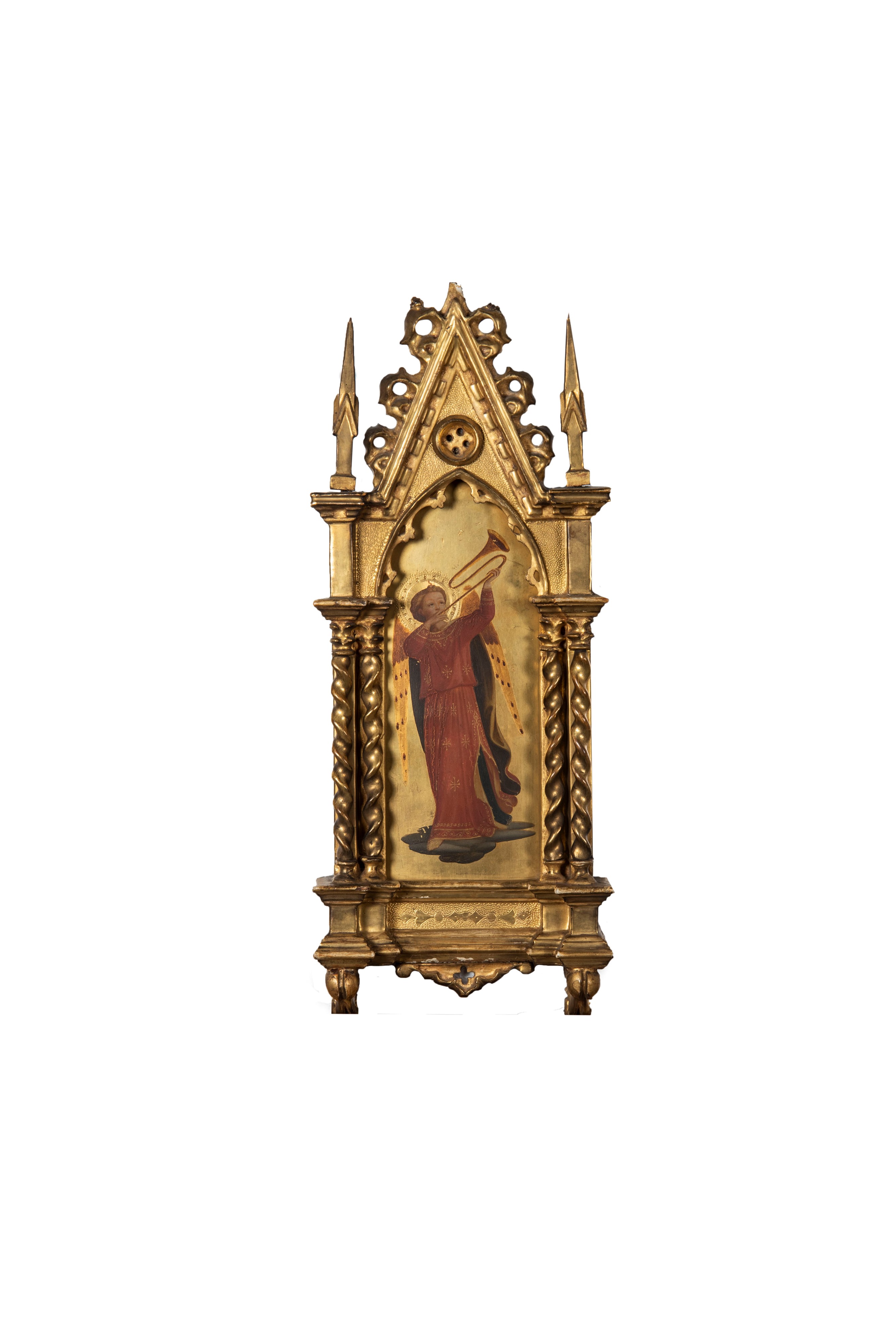 Imitatore di Beato Angelico, Secolo XIX - Coppia di Dipinti Raffiguranti Angeli Musicanti