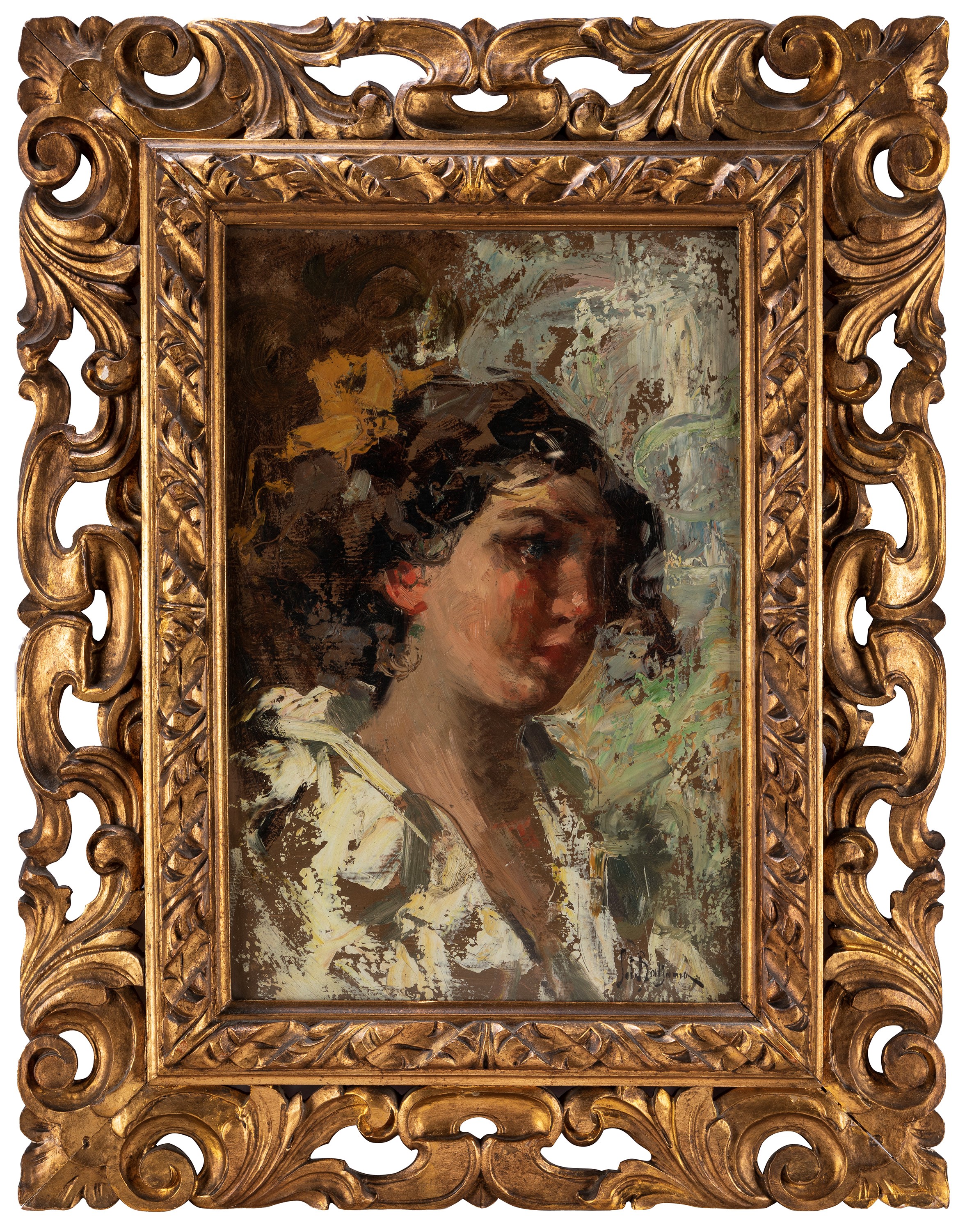 Salvatore Balsamo - Giovane popolana, olio su cartone pressato