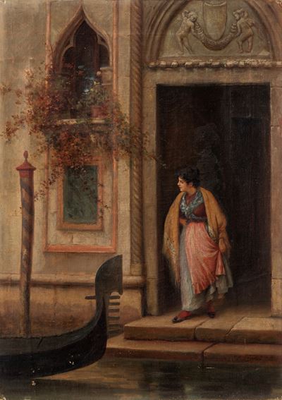 Autore sconosciuto, L'attesa - olio su tela