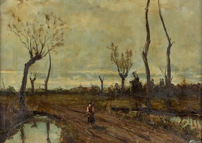 Il ritorno dai campi, olio su tela 50 x 70 cm