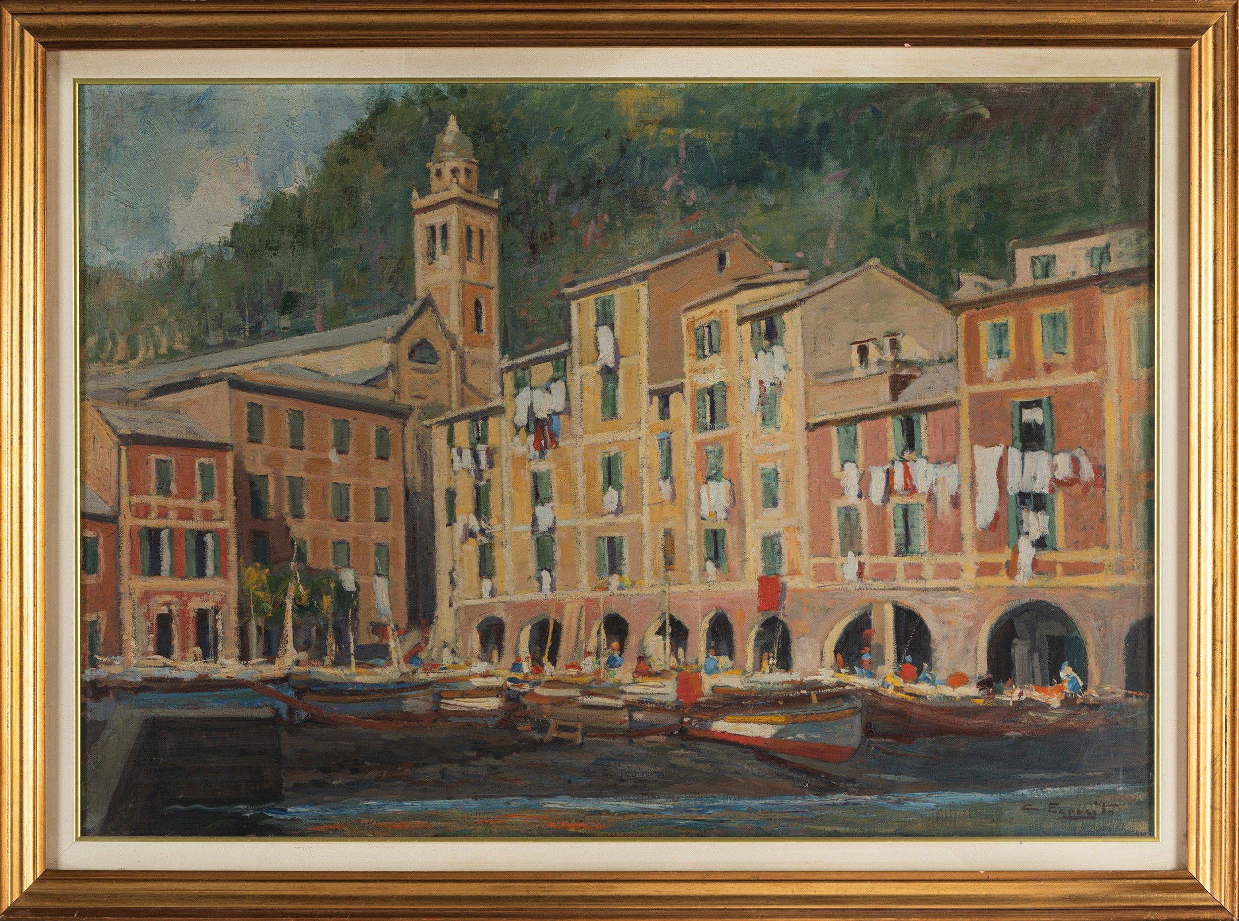 Cesare Esposito - Portofino, olio su tela