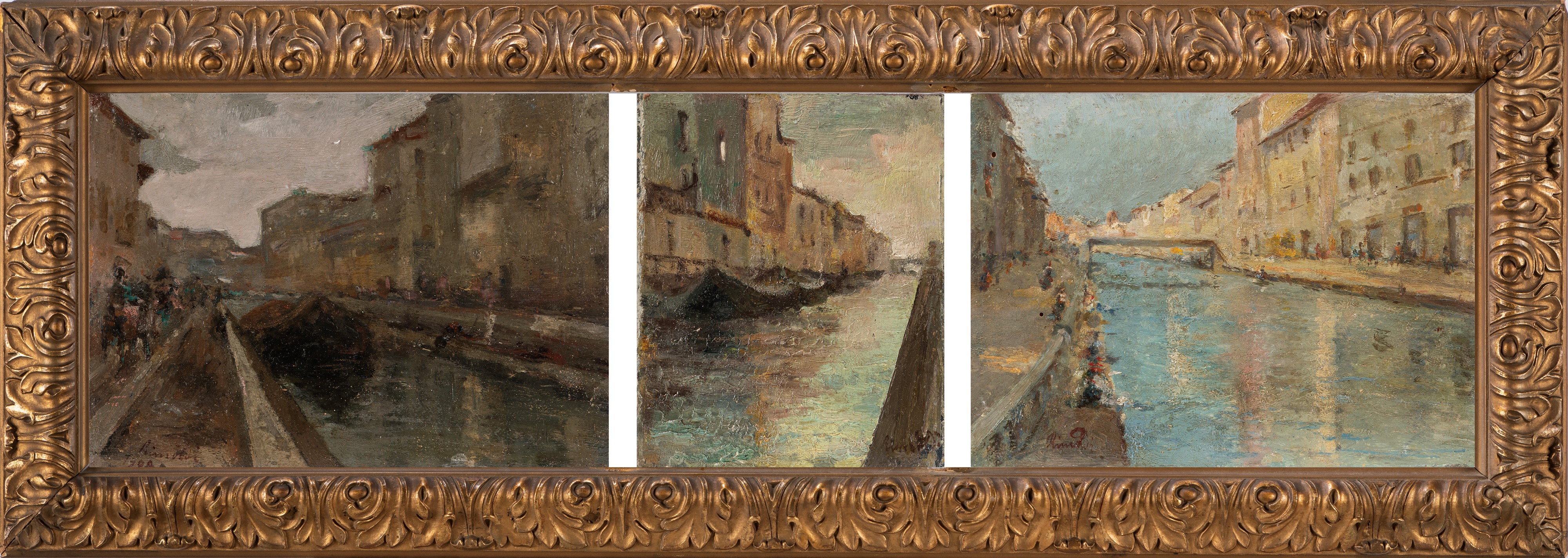 Pietro Adamo Rimoldi - Trittico del Naviglio (ripa Ticinese; la Martesana; Naviglio Pavese)