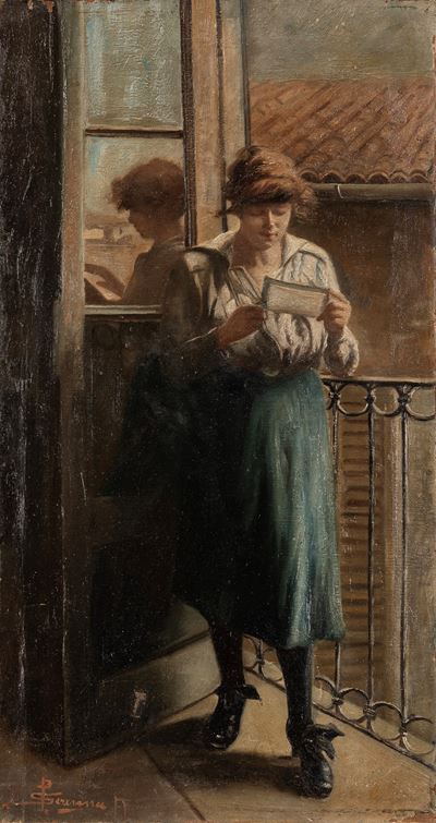 Autore ignoto, La lettera, olio su tela