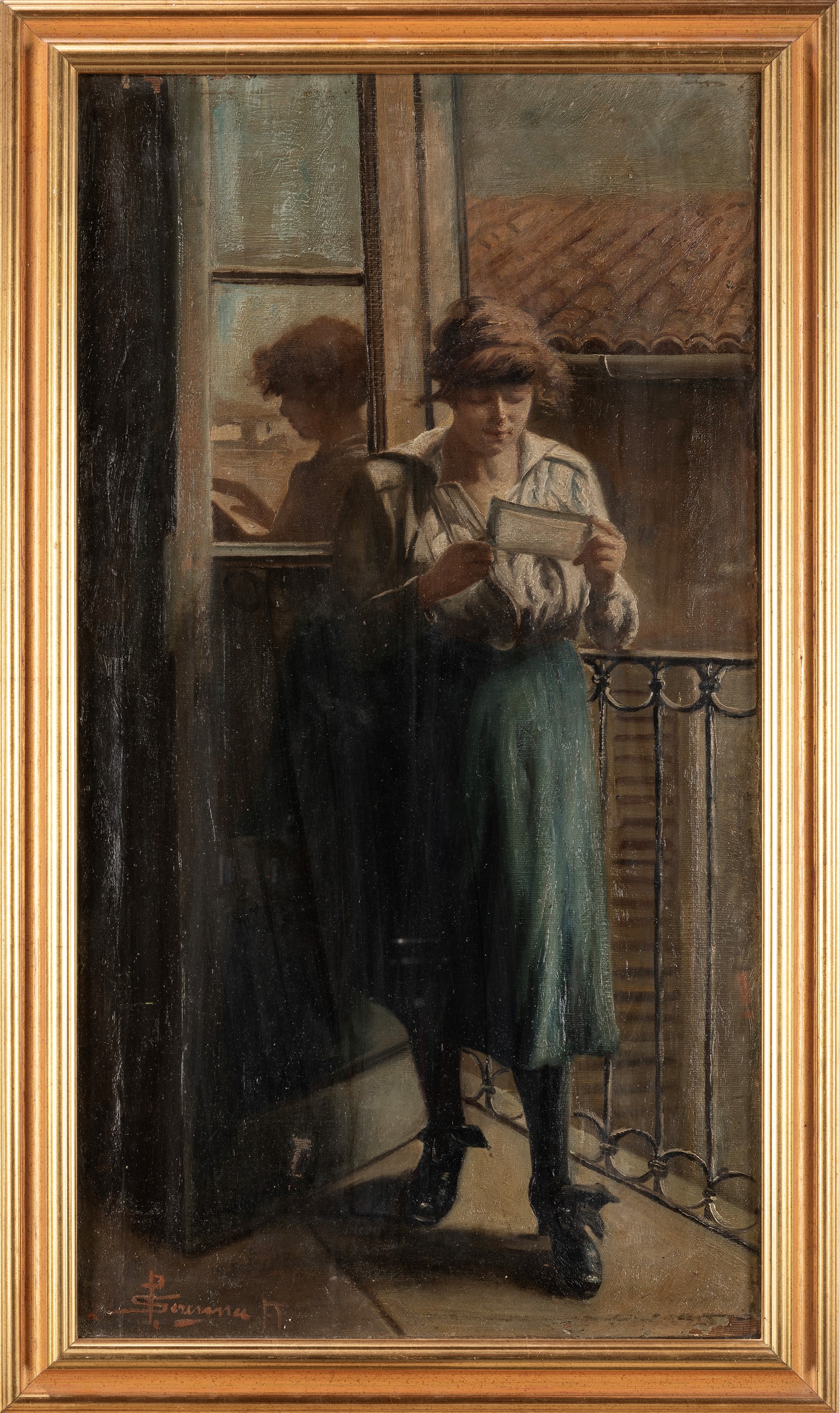 Scuola Lombarda, Secolo XIX - Autore ignoto, La lettera, olio su tela