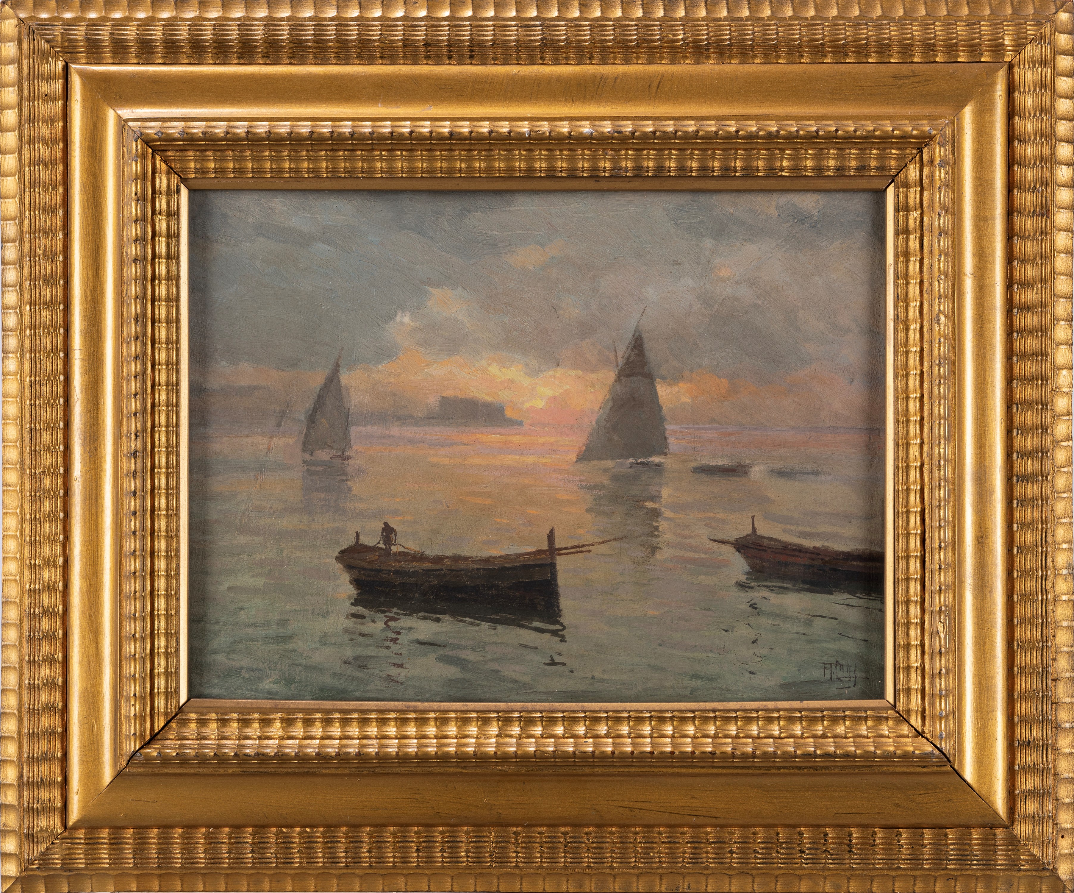 Aurelio Catti - Tramonto, olio su compensato