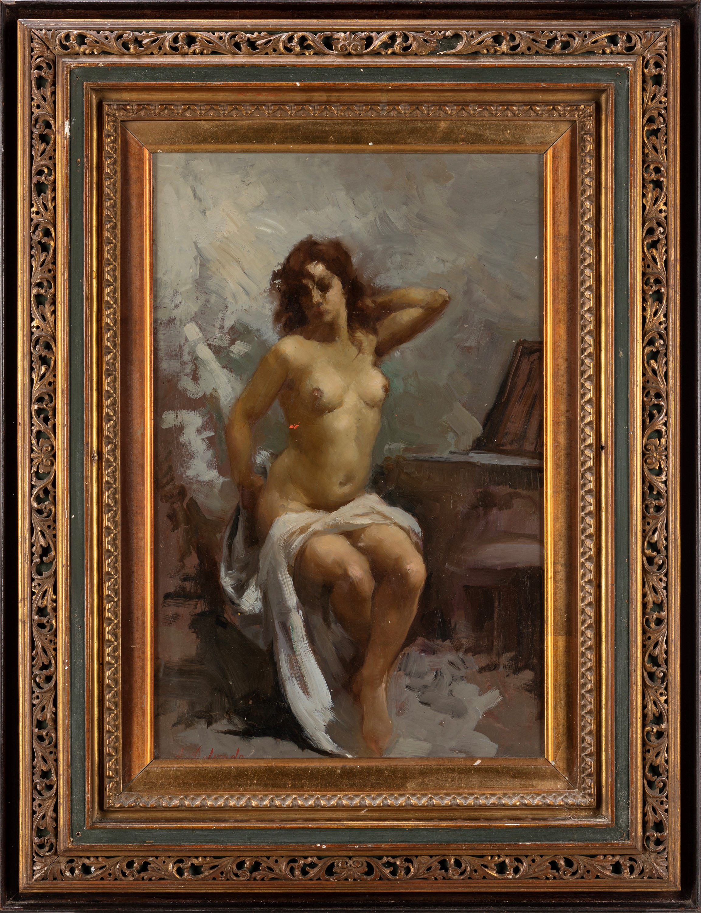 Alfredo del Sordo - La modella, olio su masonite