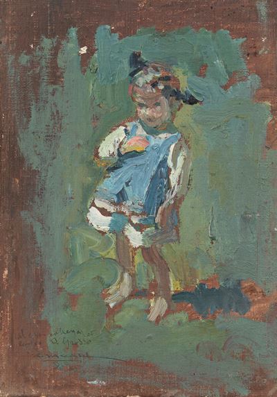 La bimba - olio su tela su cartoncino