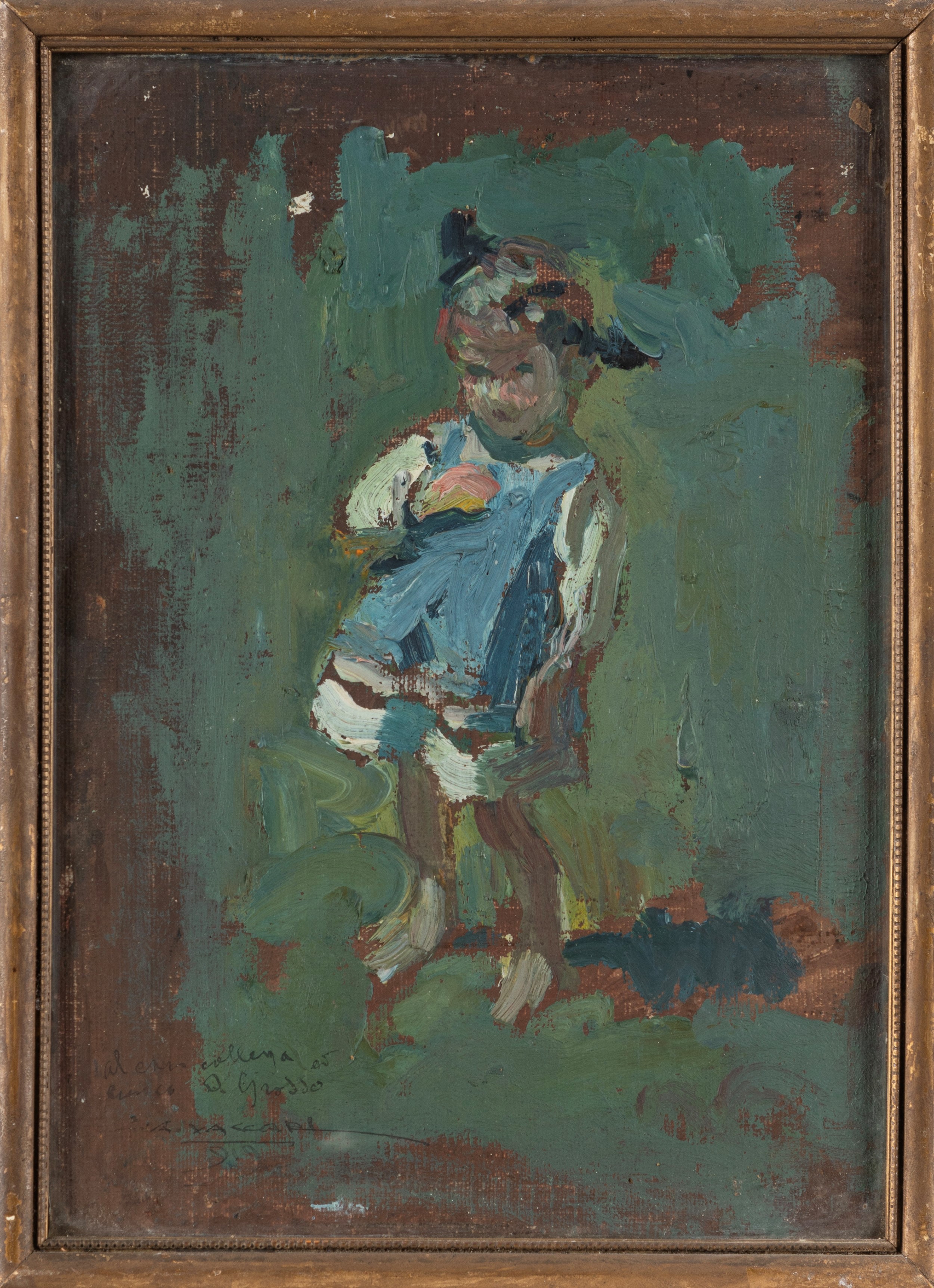 Alfredo Vaccari - La bimba - olio su tela su cartoncino
