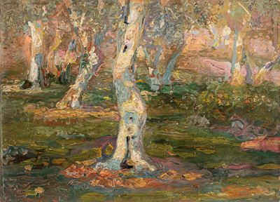 Bosco, olio su cartone pressato, 1922