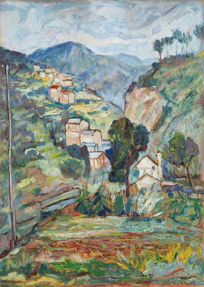 Entroterra ligure, olio su legno