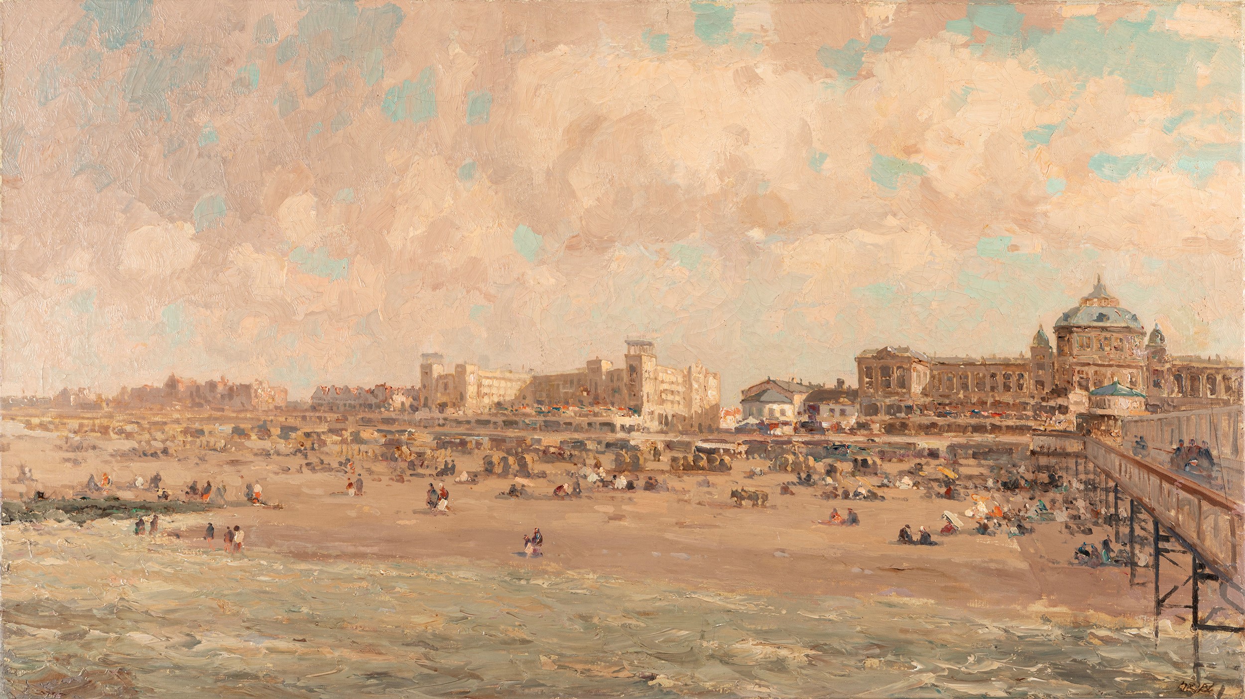 Jacques Emile Blanche - La spiaggia di Brighton, olio su tela
