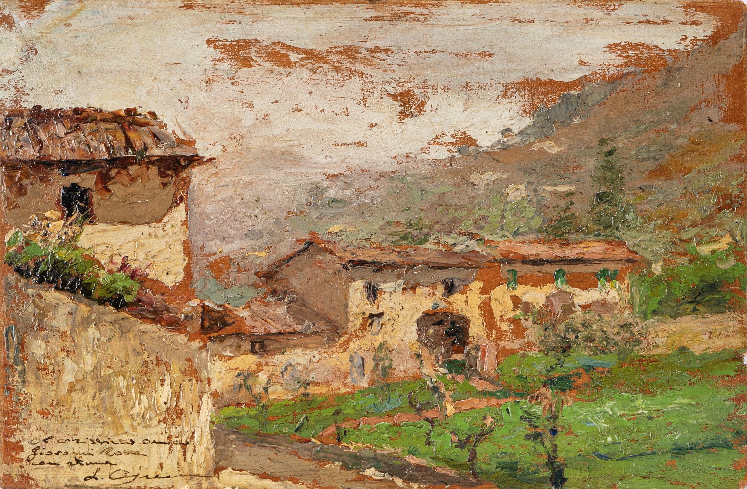 Lidio Ajmone - Spiaggia ligure, olio su tavola, 1921