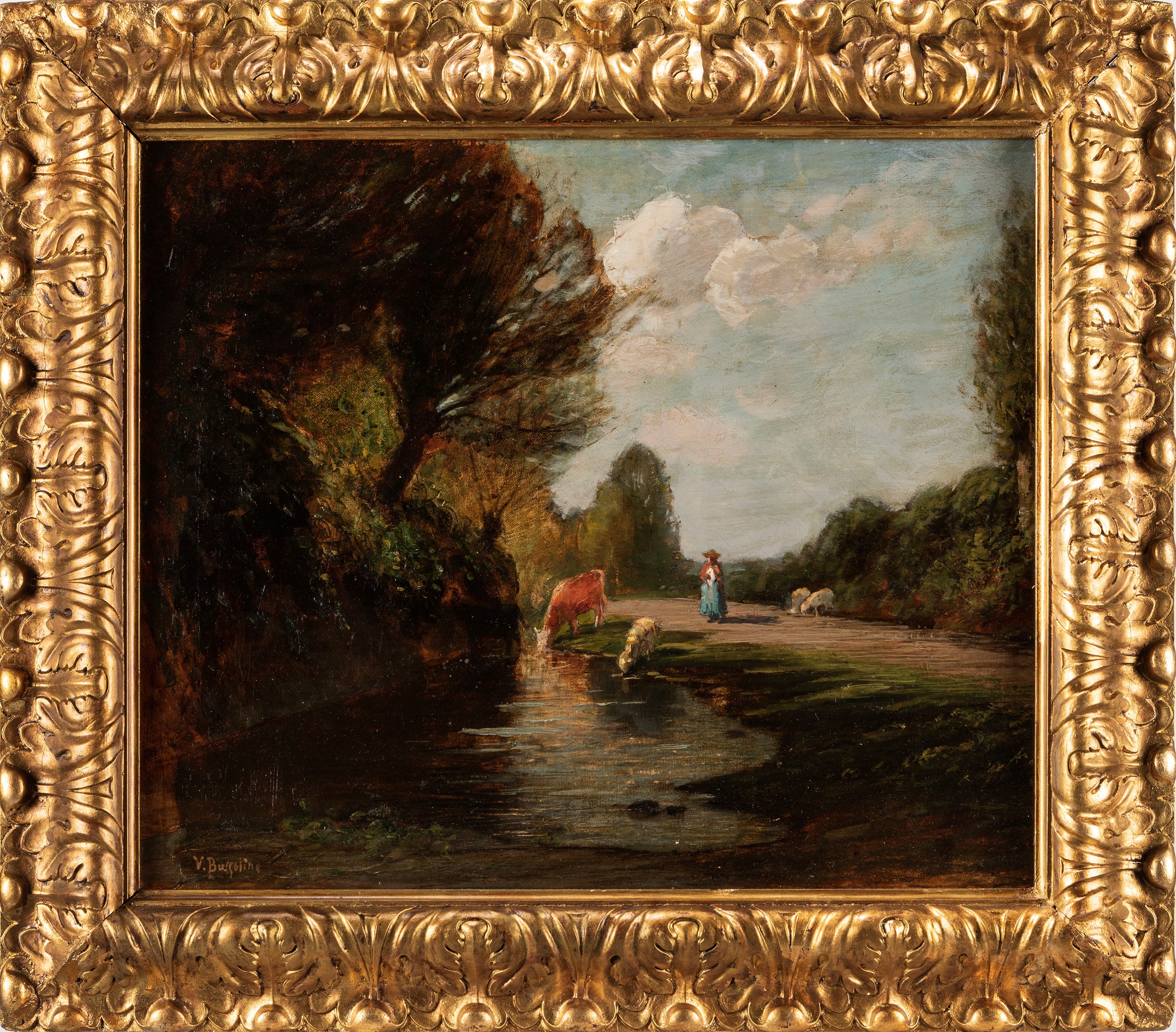 Vittorio Bussolino - Lungo il fiume, olio su tela