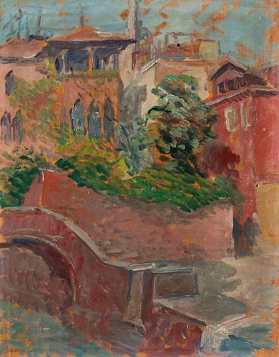 Venezia, Campo Barbaro, olio su tavola
