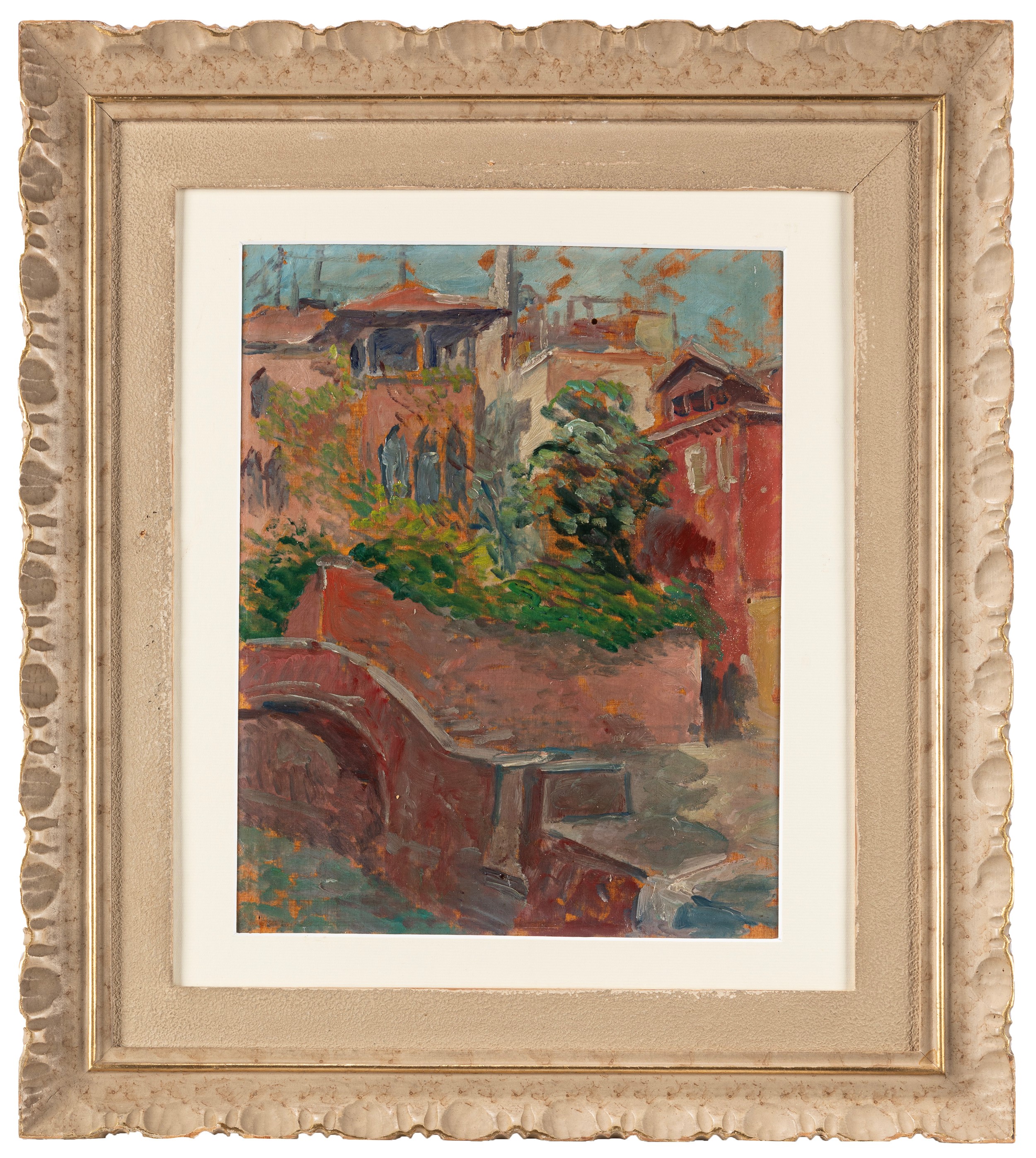 Pio Semeghini - Venezia, Campo Barbaro, olio su tavola
