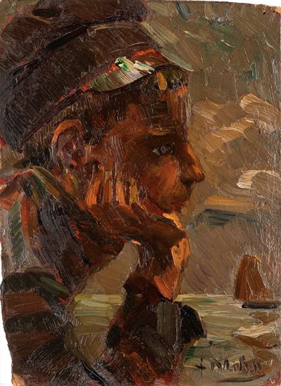 Piccolo marinaio, olio su cartone