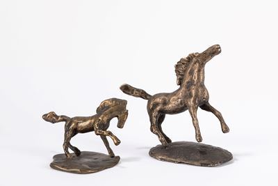 Coppia di cavalli in bronzo