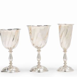 Three silver chalices, Italy, 20th Century