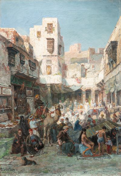 Mercato orientale, olio su tela