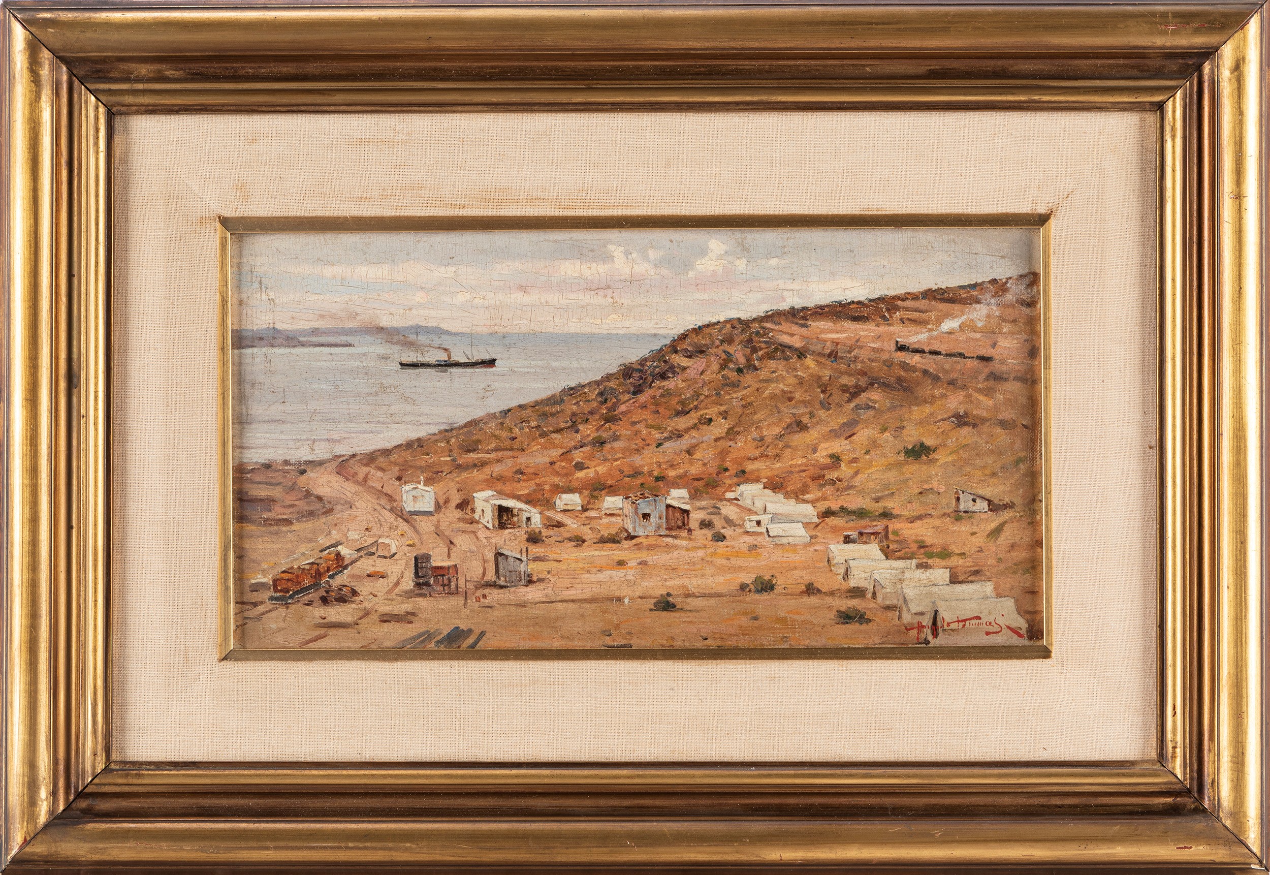 Angiolo Tommasi - Paesaggio argentino, olio su cartone telato