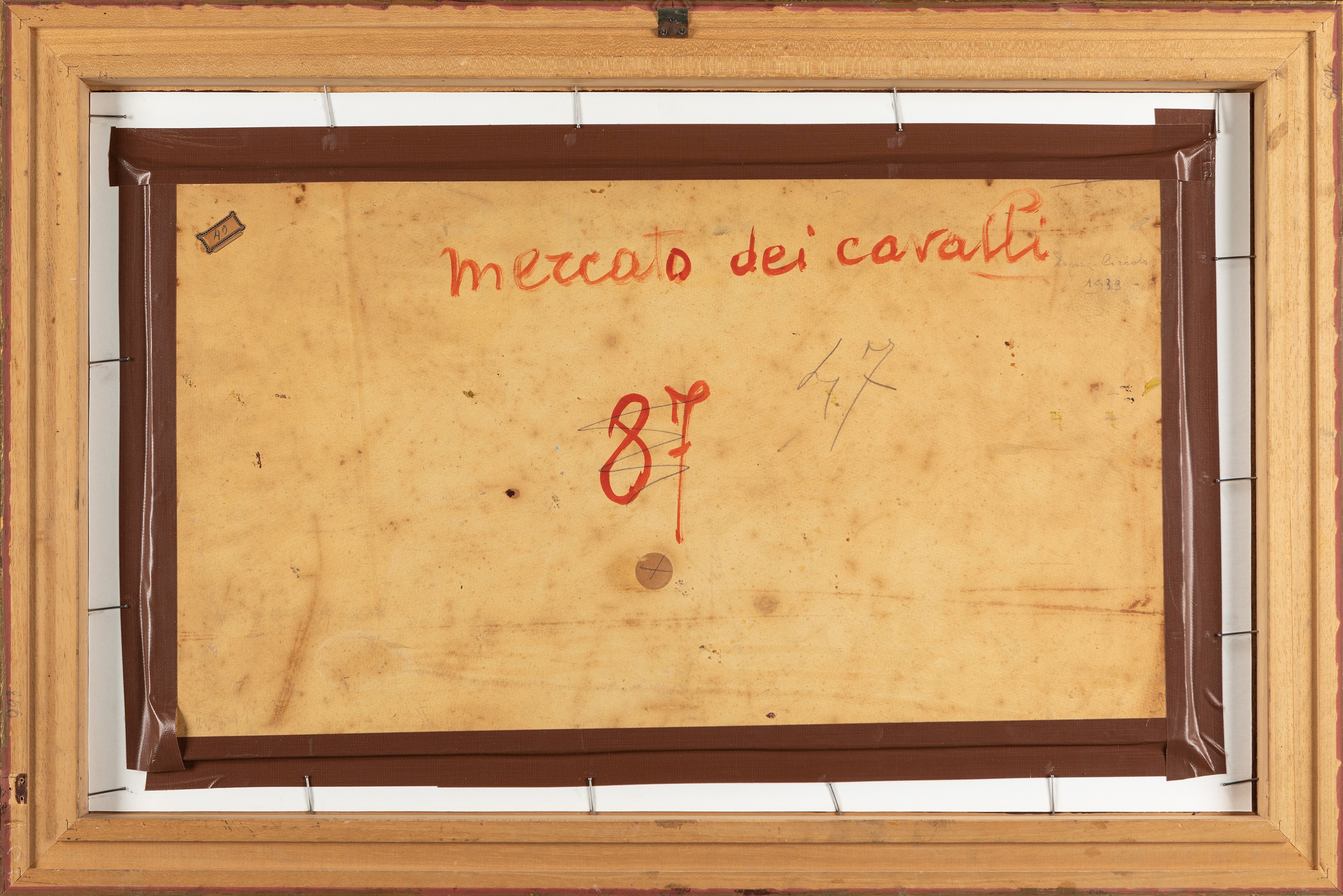 Alessandro Lupo - Il mercato dei cavalli, olio su cartone pressato