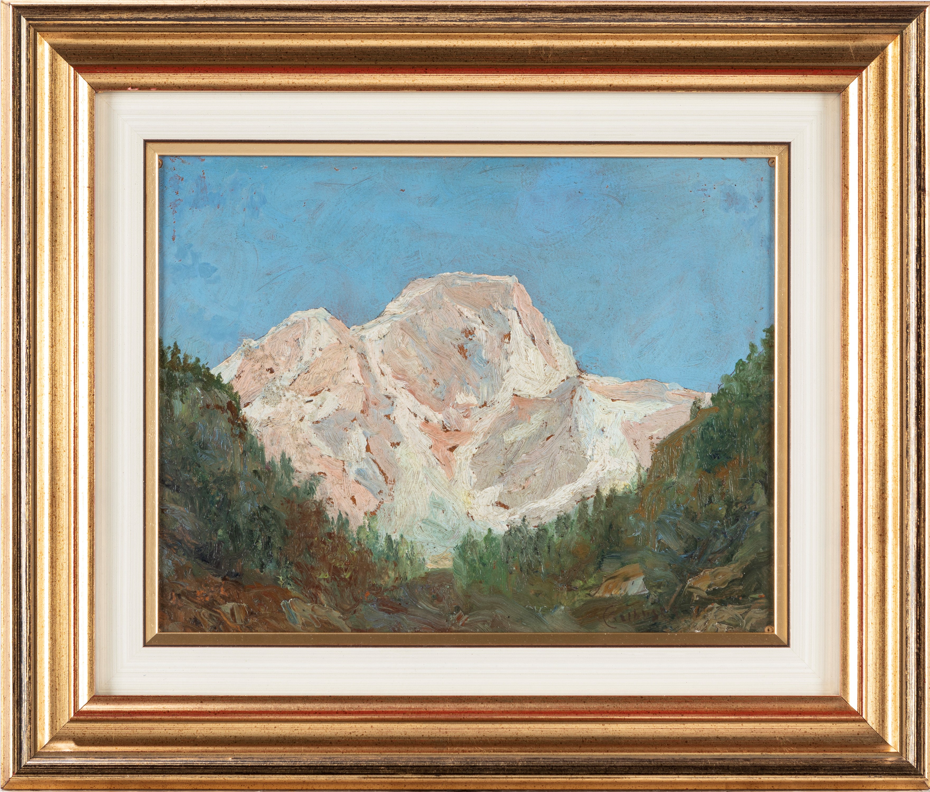 Galbusera (scuola Italiana, Fine XIX - Inizio XX Secolo) - Lugano, Monte San Salvatore innevato, ...