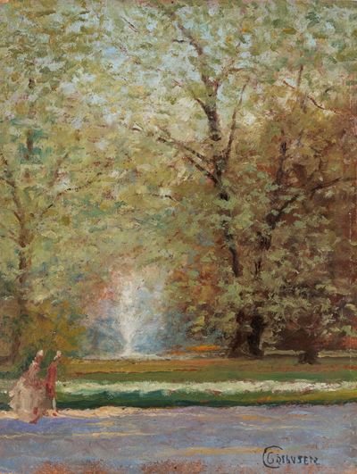 La passeggiata, olio su cartone