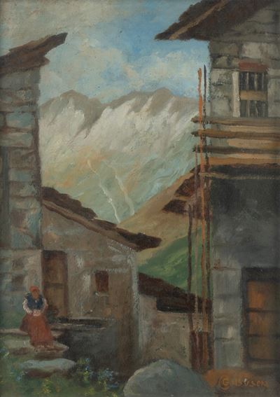 Scorcio ticinese - olio su cartone
