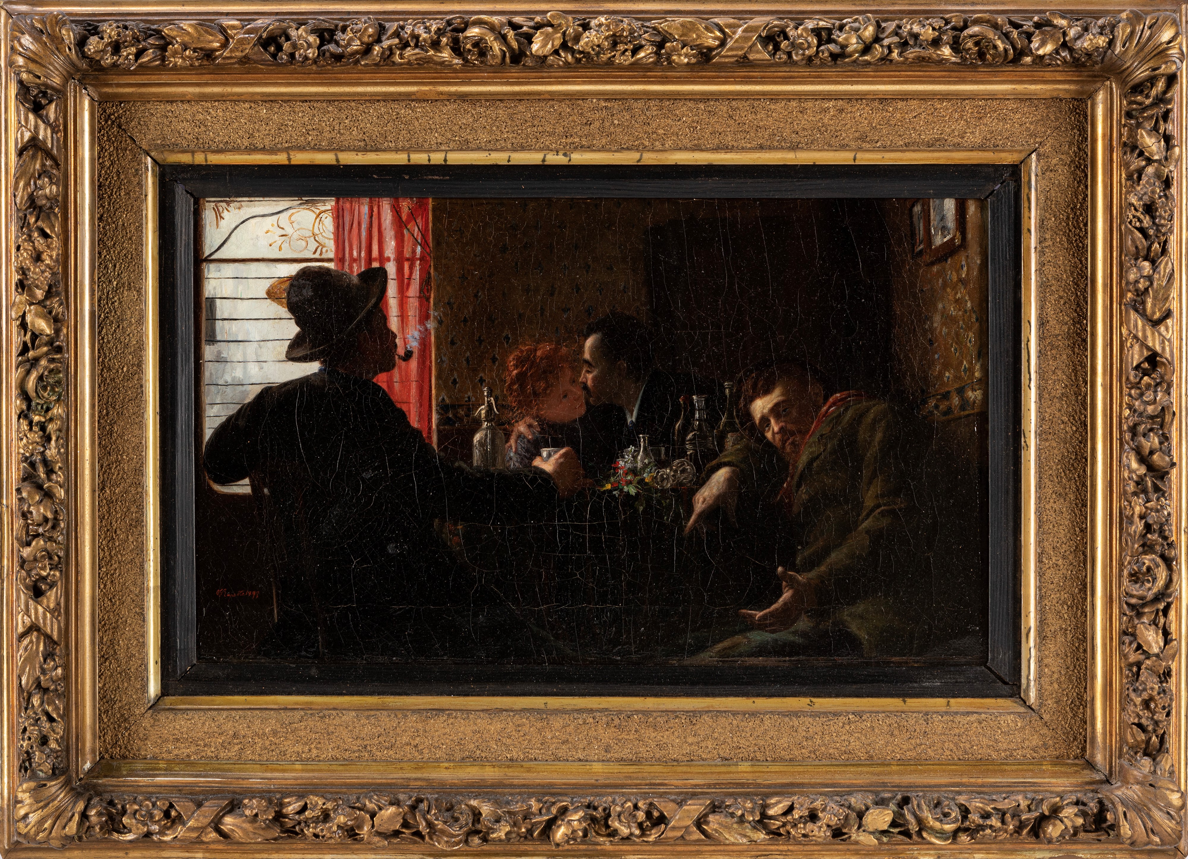 Ottavio Giovanni Rapetti - Bacio all'osteria, olio su tela