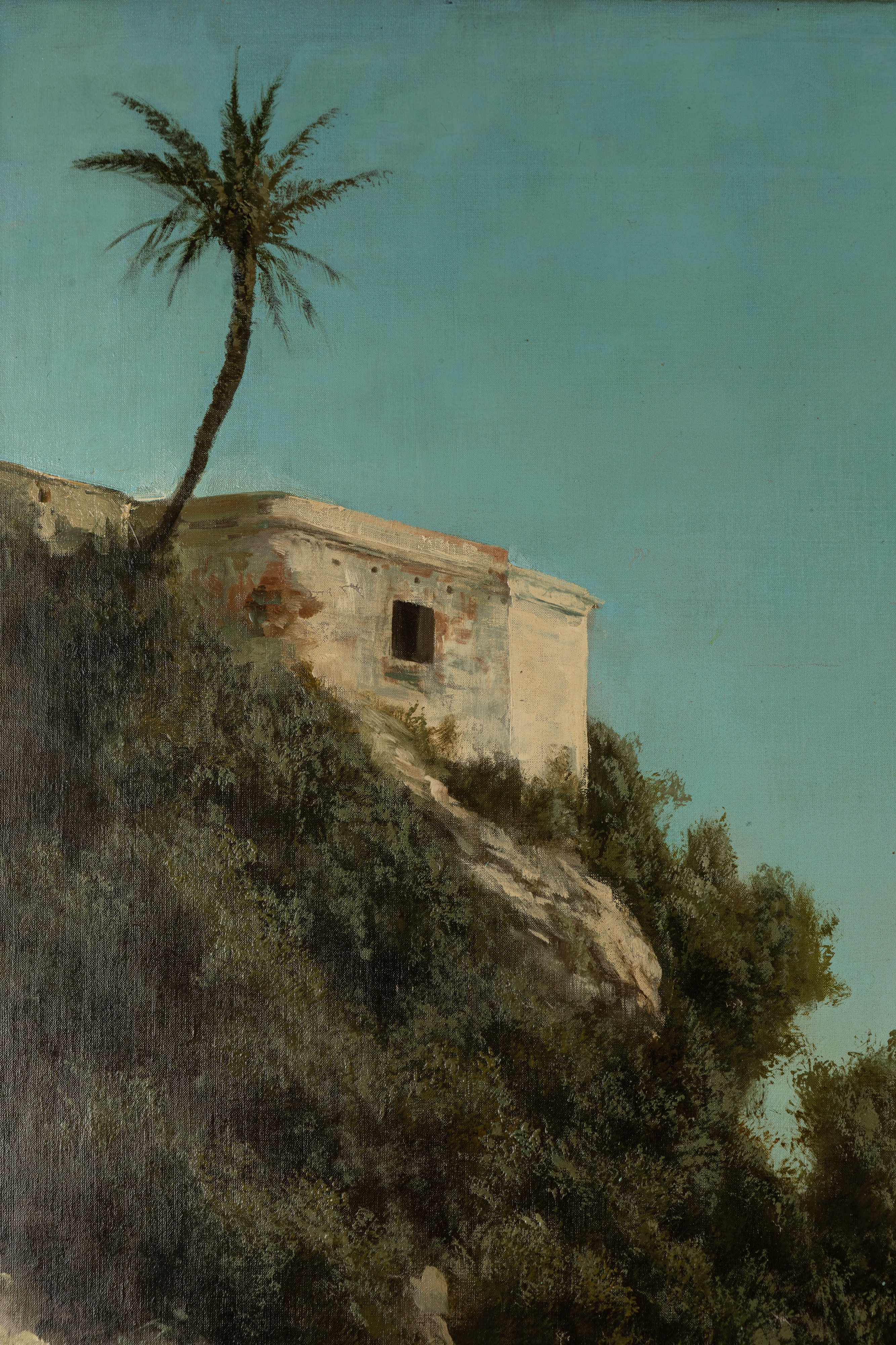Giacinto Bo - La strada tra Santa Margherita Ligure e Portofino, olio su tela