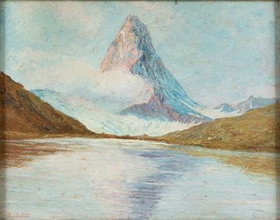 Il Cervino, olio su cartone