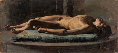 Nudo per l'Abele morente, olio su cartone, 1877