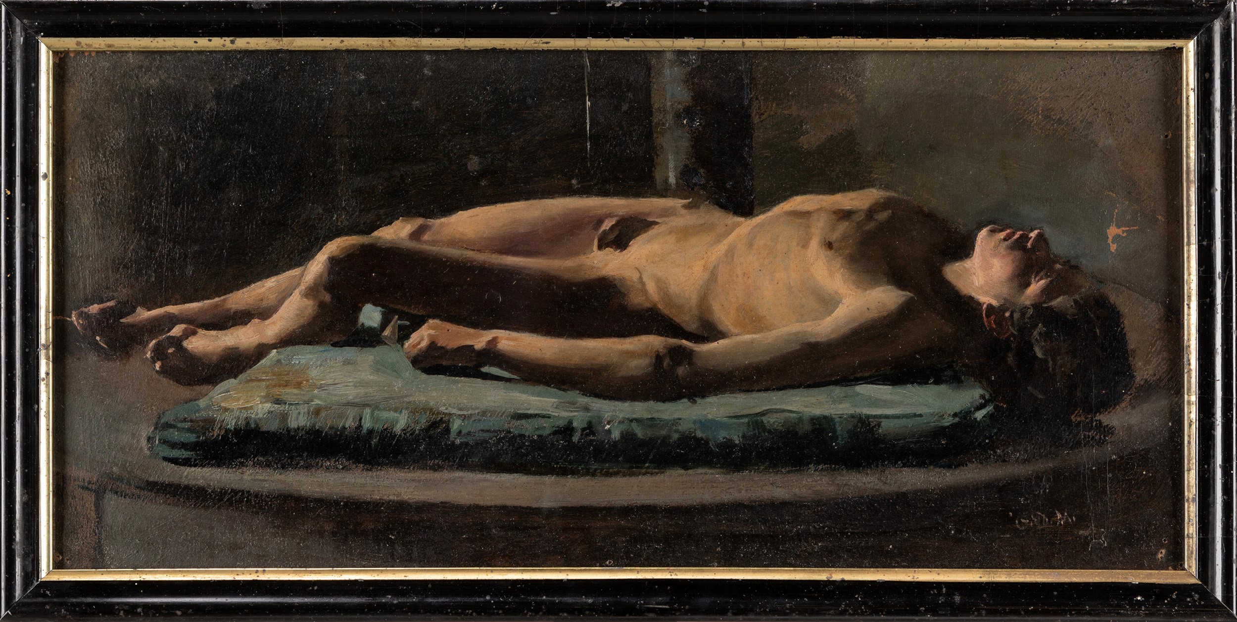 Oreste da Molin - Nudo per l'Abele morente, olio su cartone, 1877