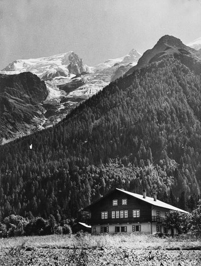 Chalet dans les Alpes, stampa vintage alla gelatina ai sali d'argento