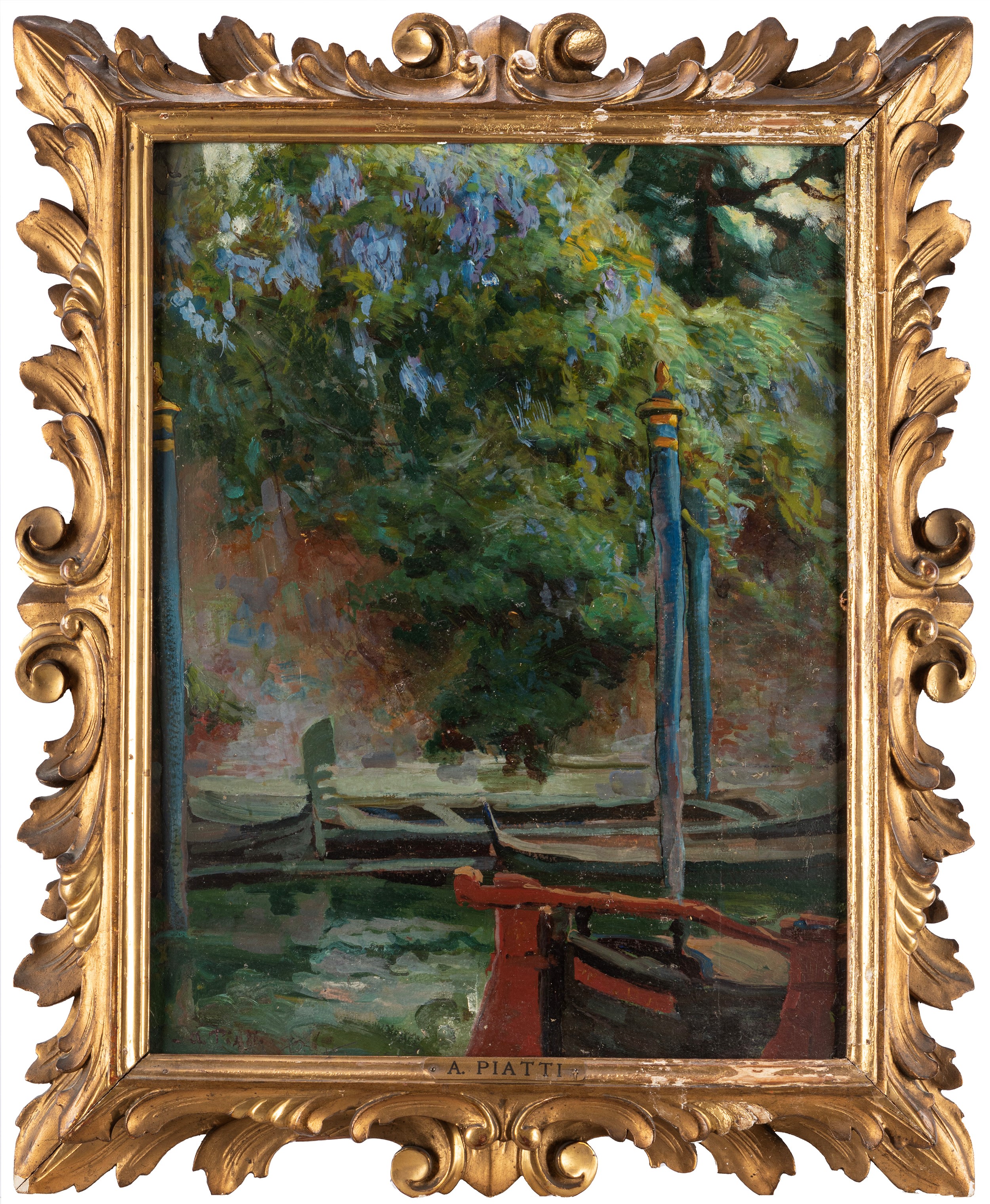 Antonio Piatti - La glicina, olio su cartone