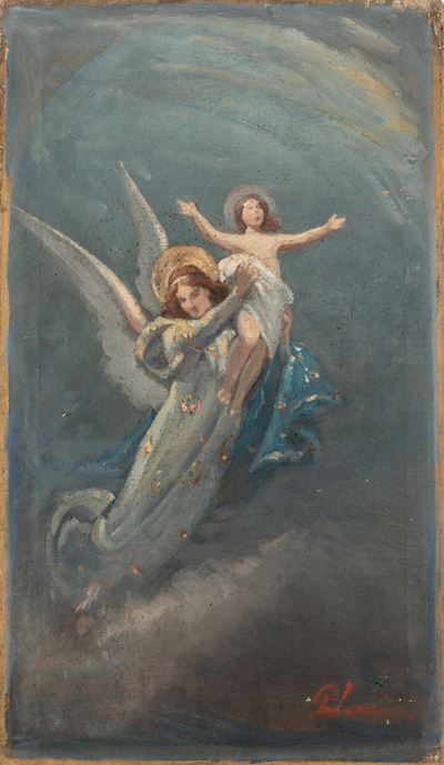 Verso la luce (studio per pala d'altare), olio su tela