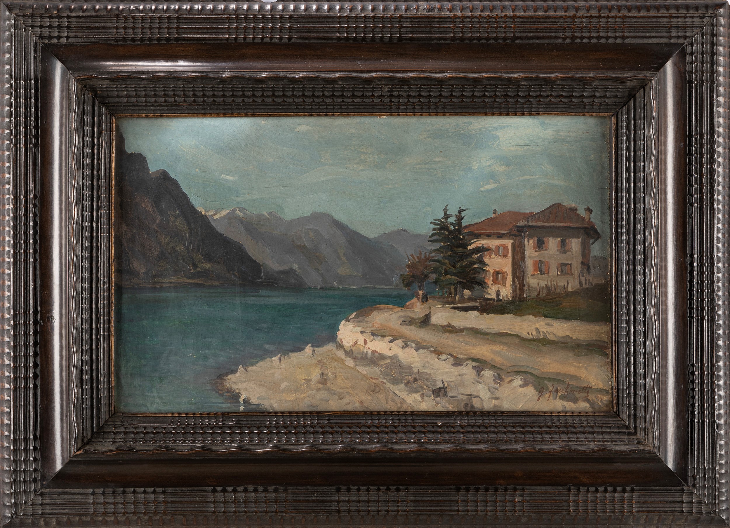 Giuseppe Facchinetti - Lago di Endine - olio su compensato