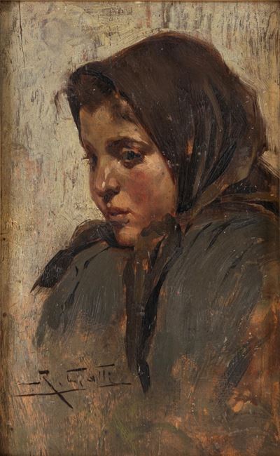 Ritratto di popolana, olio su tavola