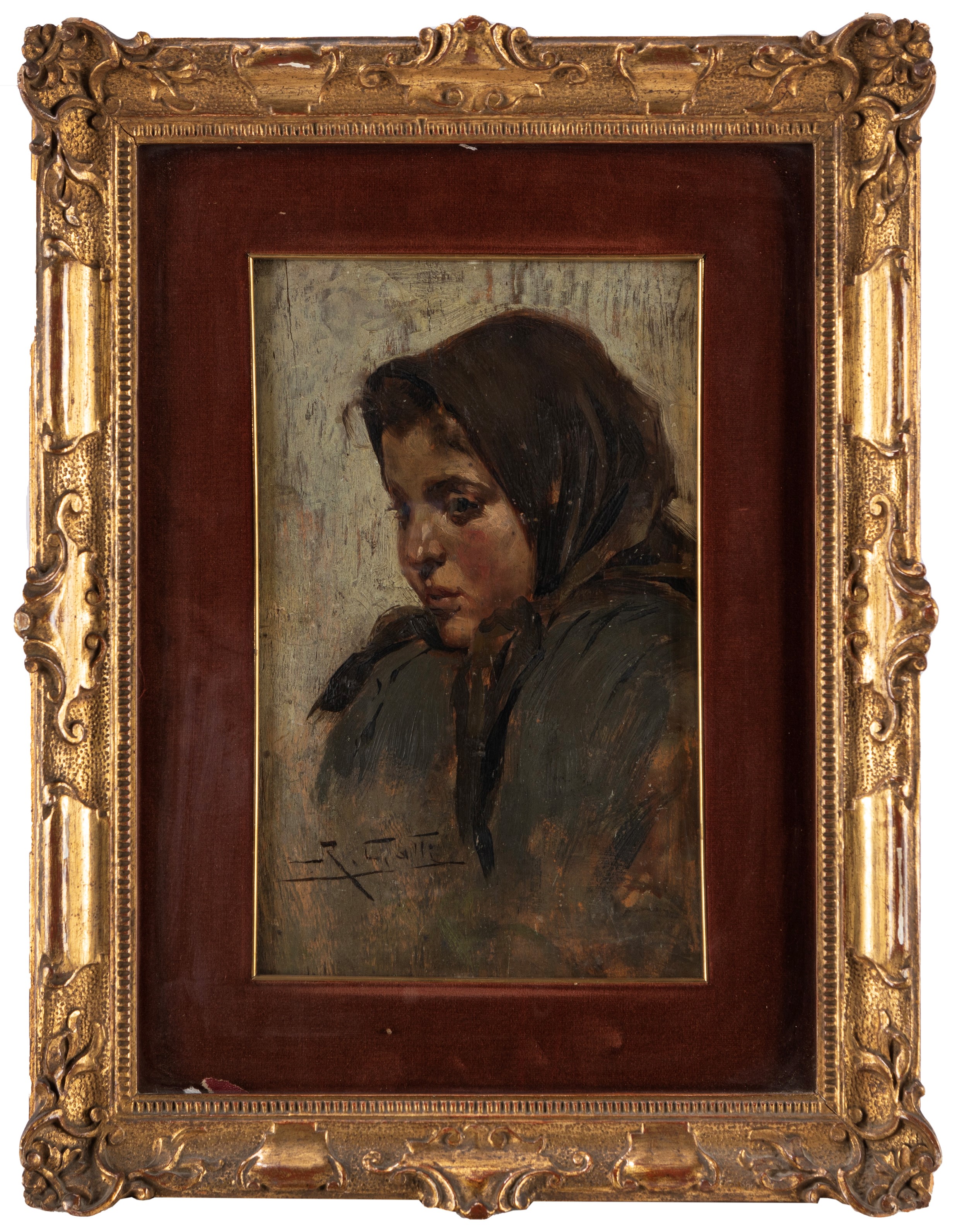Riccardo Galli - Ritratto di popolana, olio su tavola