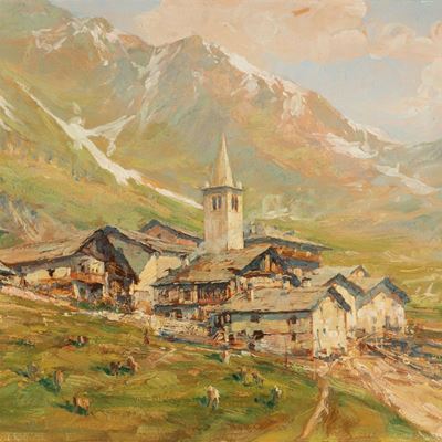 Ayas, Valle d'Aosta, olio su cartone pressato